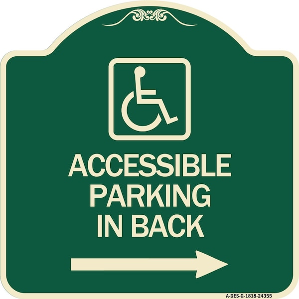 Signmission Accessible Parking on Right Arrow W/ Graphic Heavy-Gauge Aluminum Sign, 18" x 18", G-1818-24355 A-DES-G-1818-24355 - main